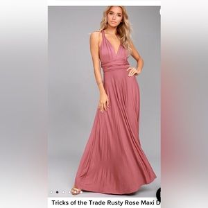 Tricks of the Trade Rusty Rose Maxi Dress. Stretchy jersey knit.
